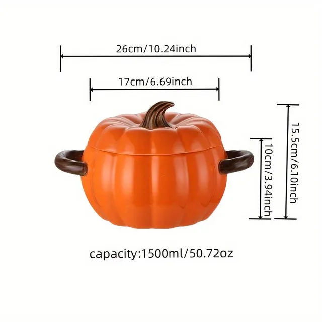 Ceramic pumpkin soup pot with Christmas motif