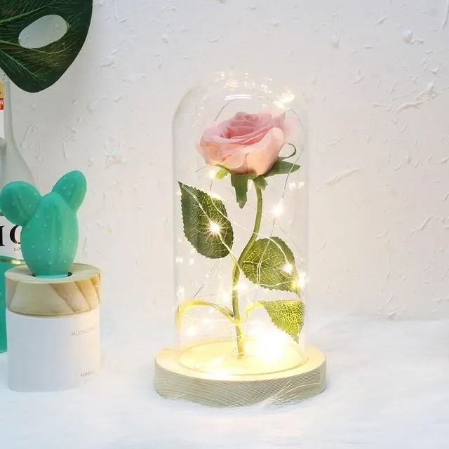 Okouzlující skleněná kopule LED String Rose