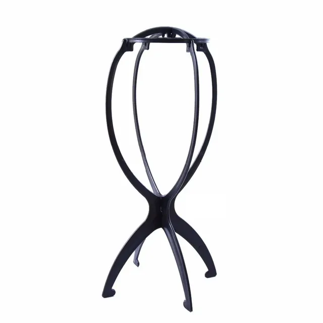 Folding wig stand - plastic, adjustable, portable, for hairdressing and household