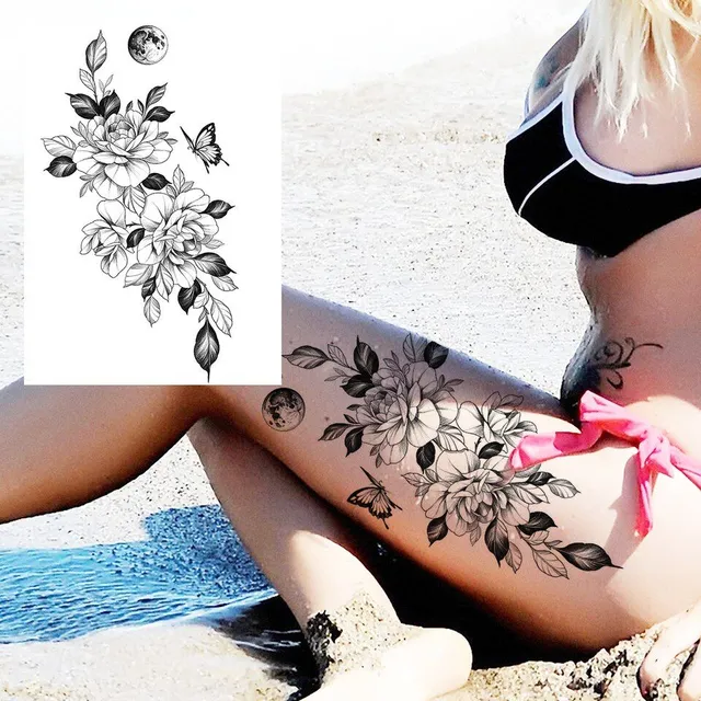 Tatuaj temporar sexy cu motive florale pentru femei