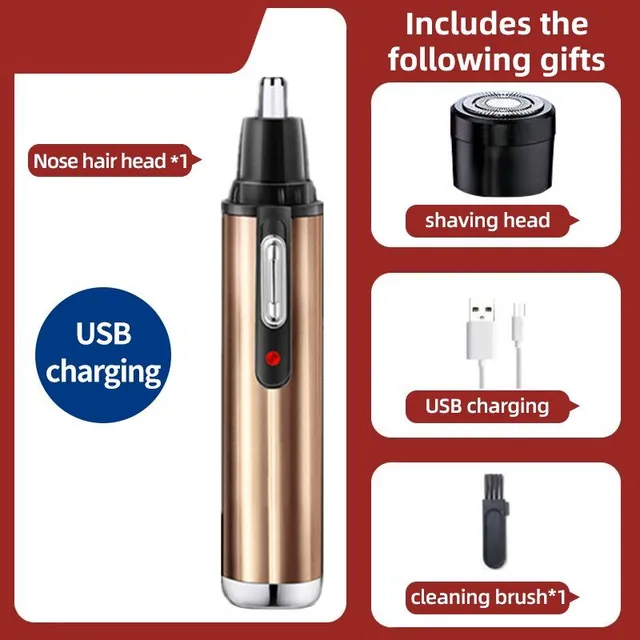 Electric Nose Hair Trimmer Rechargeable Multi-Kinetic Two in One Shaver Unisex Fully Automatic Washable Nose Shaver