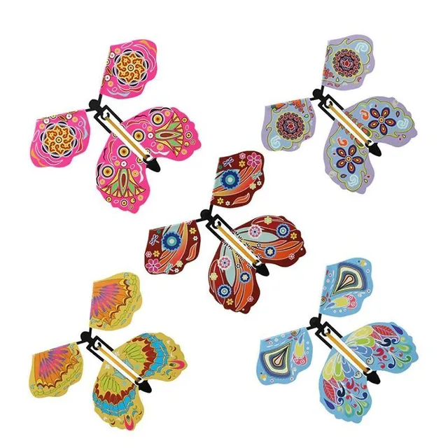 Flying butterfly with rubber drive - set of 5 pieces