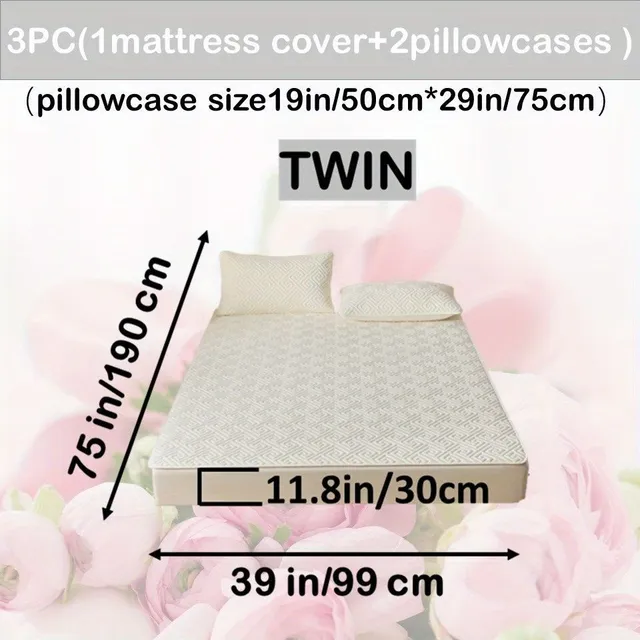 Waterproof mattress with ultrasound technology, uniform colour, washable, antibacterial, anti-spinning, soft and comfortable