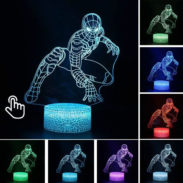 Izbová lampa s 3D ilúziou Spiderman