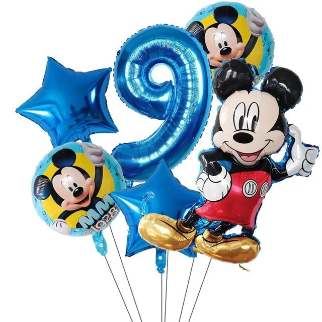 Krásné nafukovací narozeninové balónky s Mickey Mousem - 6 ks