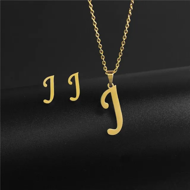 Set of earrings and chain with Forrest initials