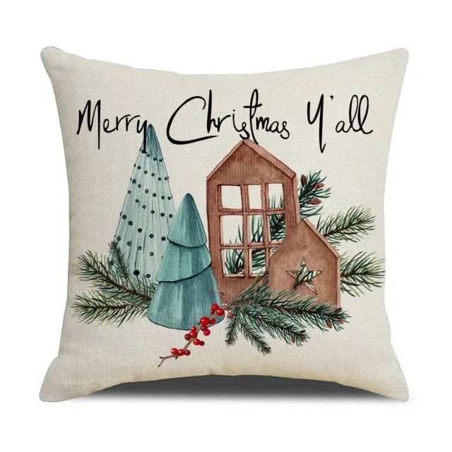 Christmas pillowcase with simple printing - linen pillowcase