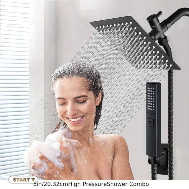 Luxusná sprchová sada s XXL záhlavím 6 funkciami a ručnou sprchou, extra dlhou hadicou (78 cm), 3-cestným spínačom a samolepiacim držiakom