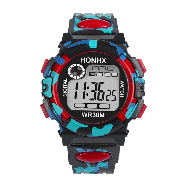 Boys sports waterproof watch Camouflage red