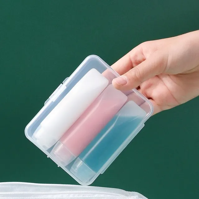 Znovu použitelné praktické průhledné nádoby na hygienu s krabičkou 3 ks