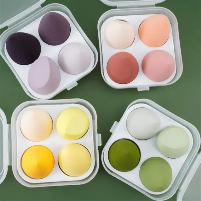 Set 4 bureți cosmetici Blender Beauty Egg - bureți pentru machiaj pentru un aspect perfect