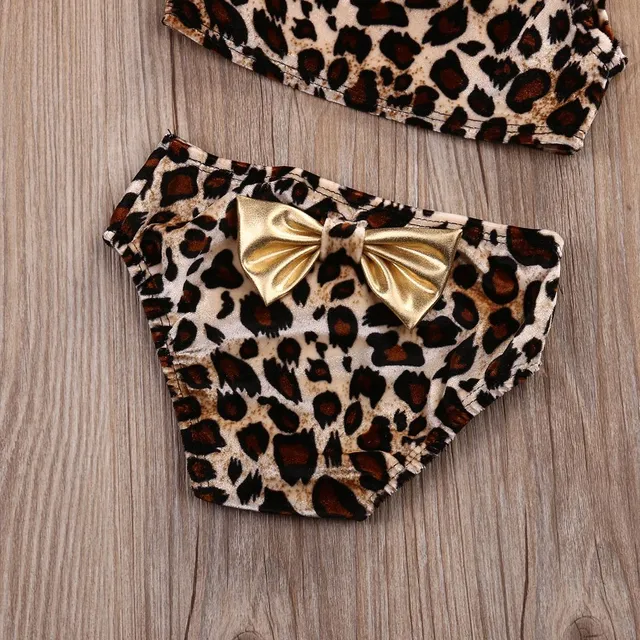 Bikini pentru fete în trend cu model leopard și bandană