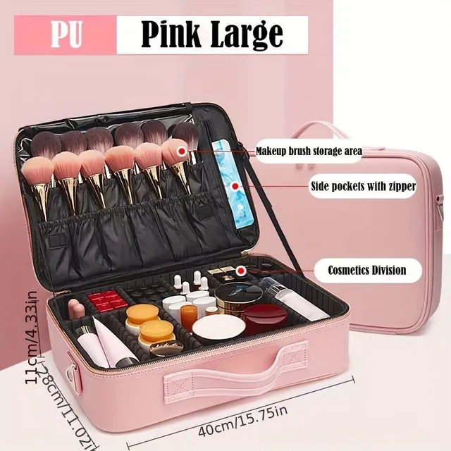 Waterproof travel cosmetic suitcase with adjustable bulkheads