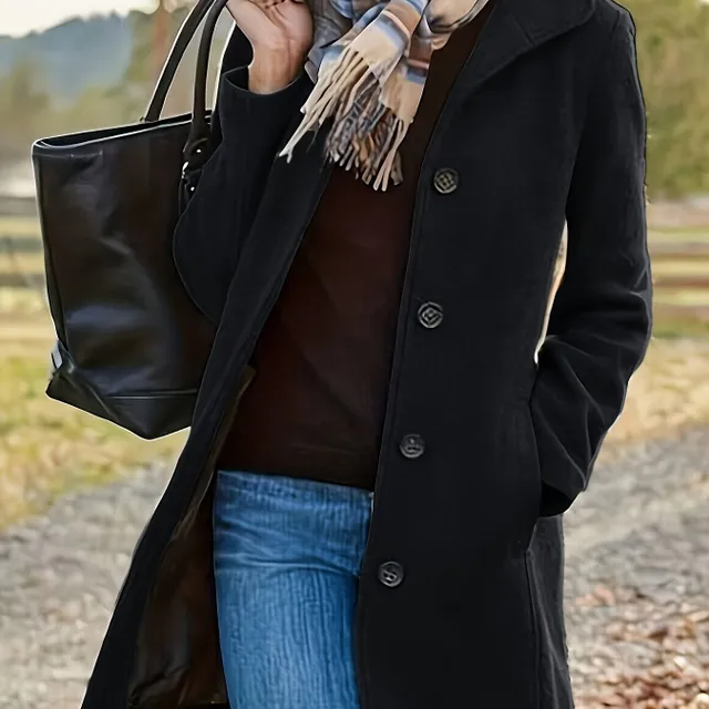 Women's elegant long-sleeved coat for autumn and winter