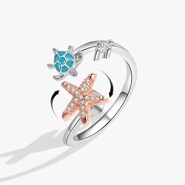 Fashion ring against stress for women with cute rotating design