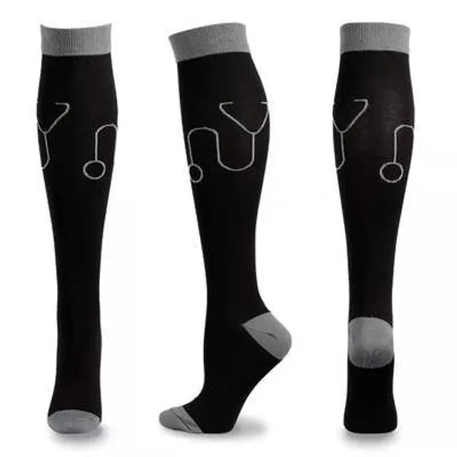 Compression high socks with various motifs