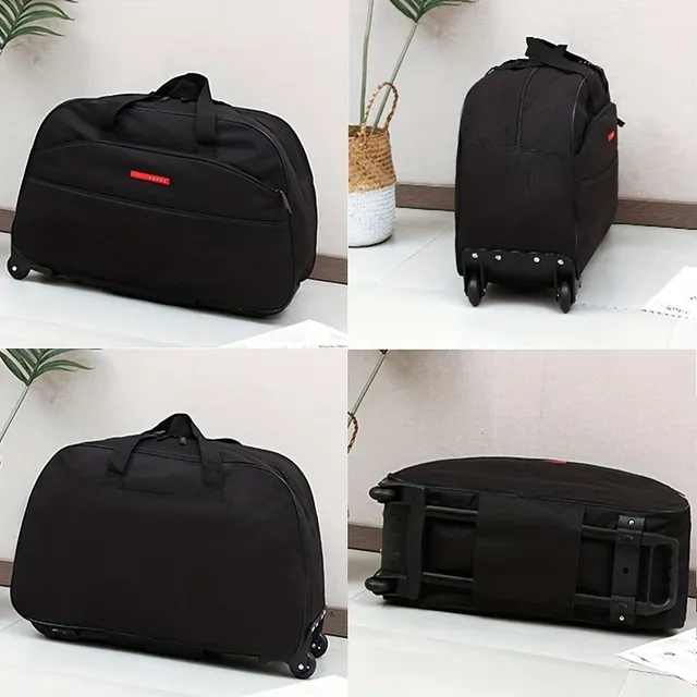 Foldable travel bag with lever - Large capacity, monochrome