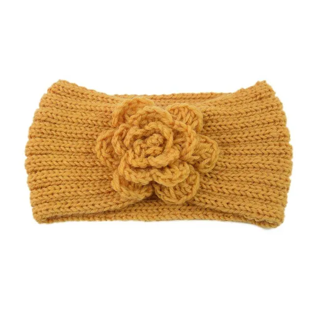 Women's winter knitted headband with flower