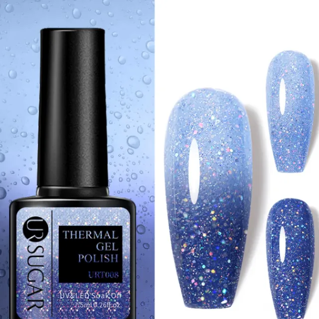 Temperature-responsive glitter gel varnish