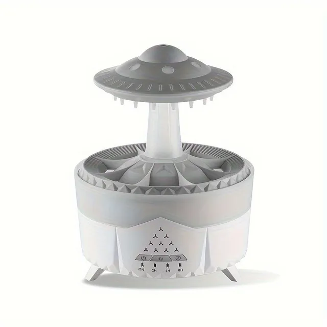 Air humidifier with rain cloud and drops, diffuser, aroma lamp