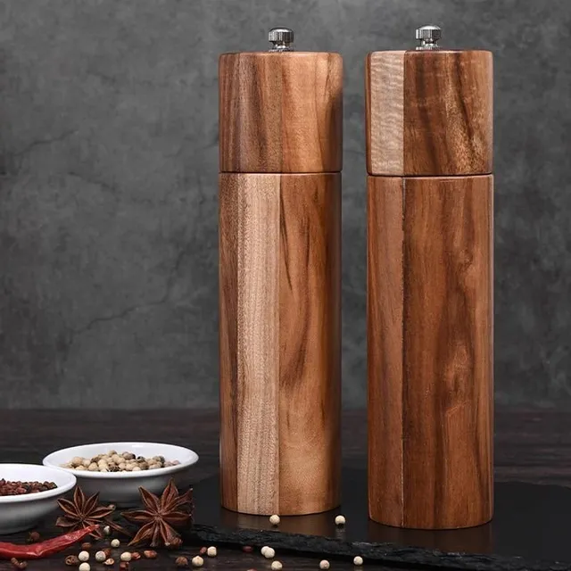 Salt and pepper mills made of acacia wood