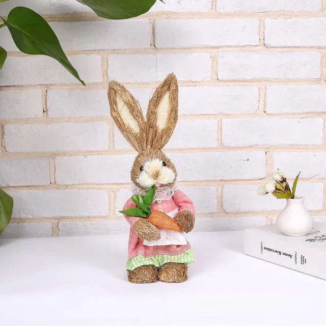 Decorative straw garden bunny