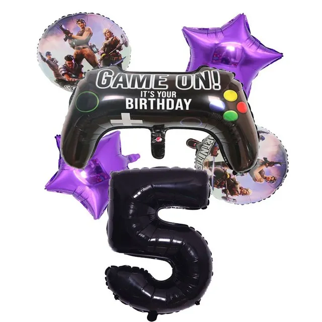 Štýlová narodeninová dekorácia s motívom populárnej hry Fortnite - sada balónov 6pcs A set 15