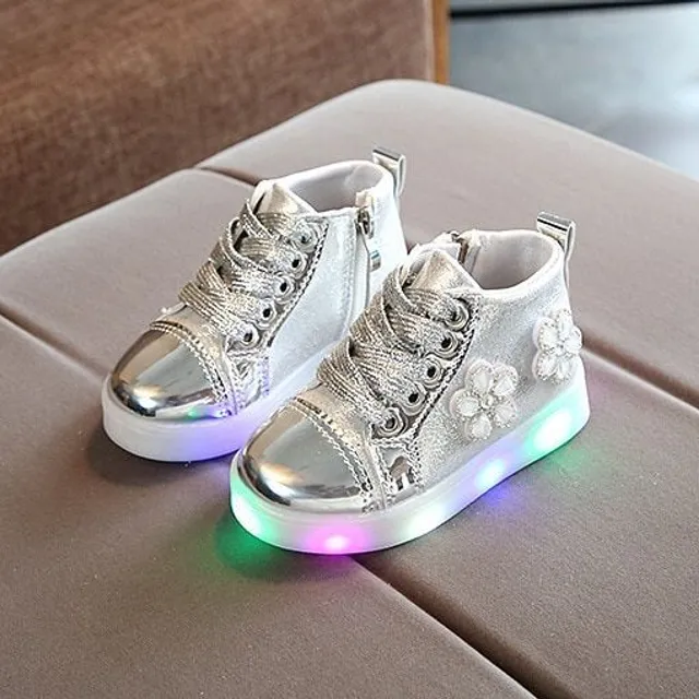 Children's girls' glowing flower shoes