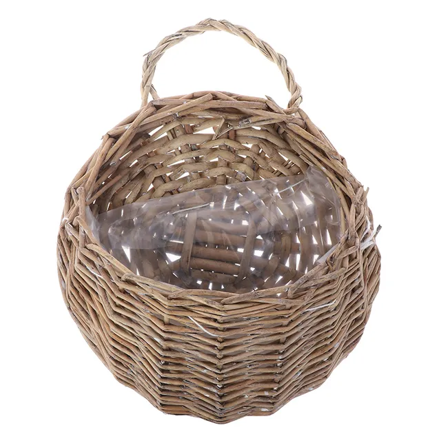 Hanging wicker retro flower basket