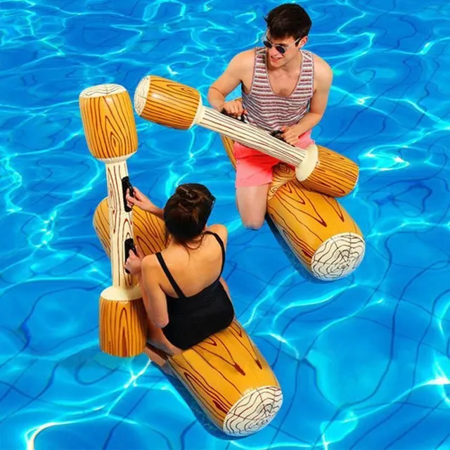 Inflatable fighting logs for the pool