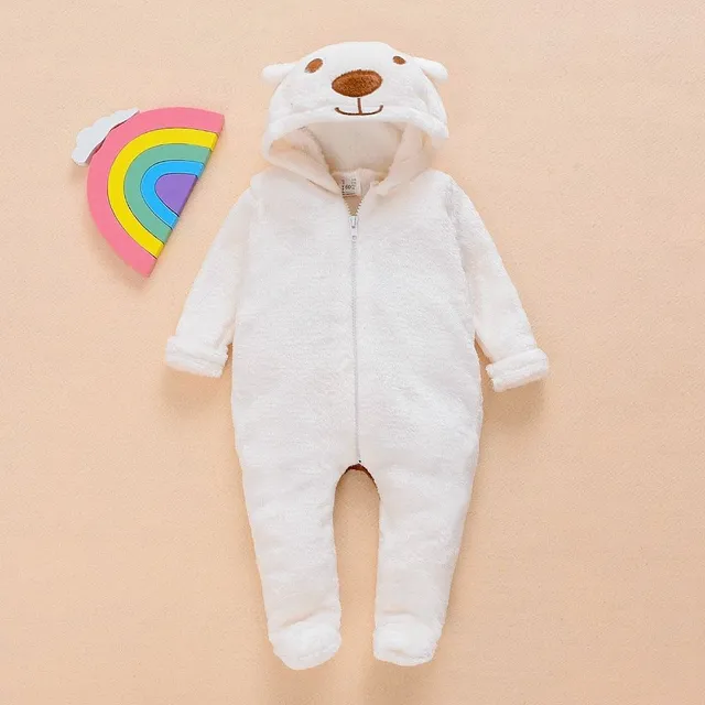 Beautiful baby jumpsuit with hood and ears - bear
