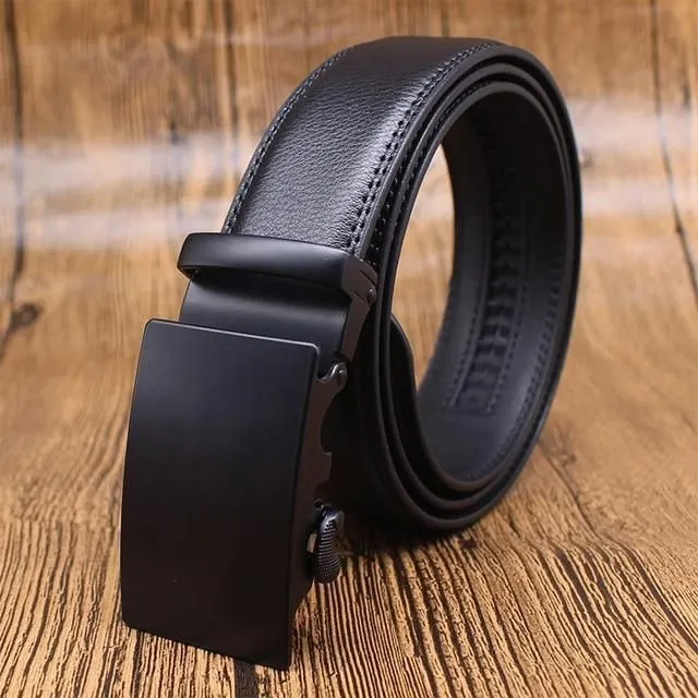 Men's adjustable buckle mechanism Leather belt