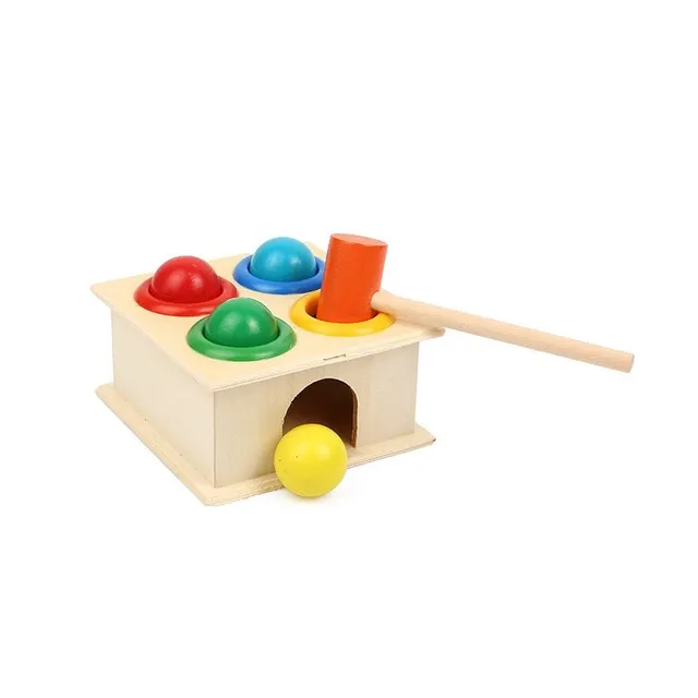 Children's educational wooden hammer with balls