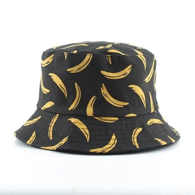 Štýlový obojstranný klobúk - viac farieb banana-black