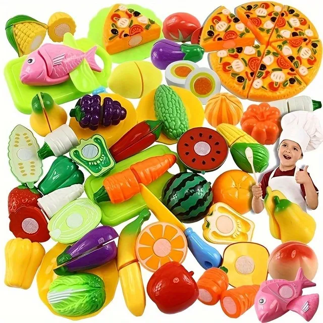 Fun set of toys for simulation of food cutting