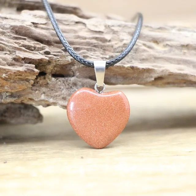 Beautiful necklace with heart-shaped pendant made of mineral with healing effects of Orcha