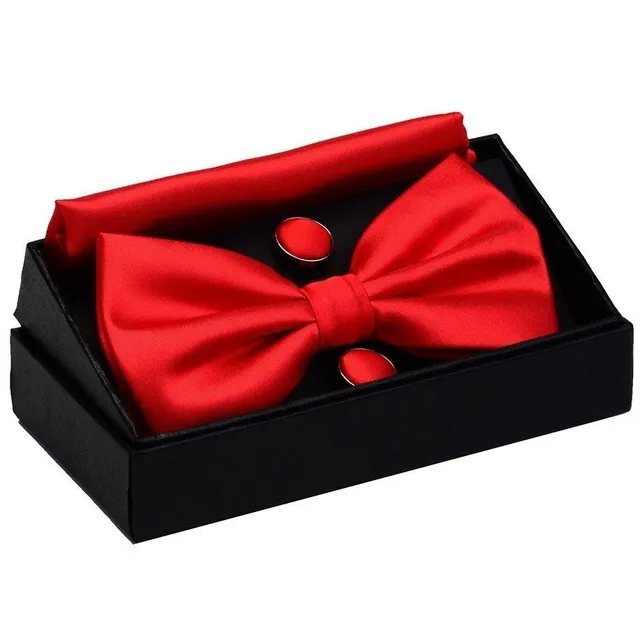 Men's bow tie, handkerchief and cuff links Augustine