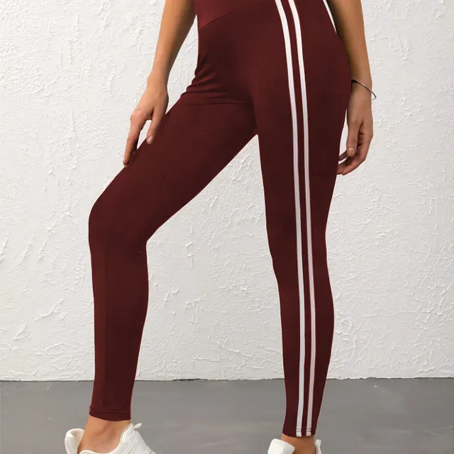 Side white striped yoga leggings