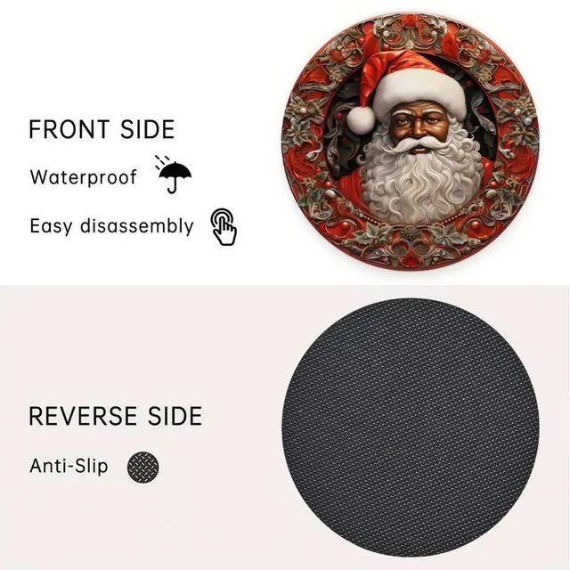 2 pieces under drink pad with Santa Claus leather printing