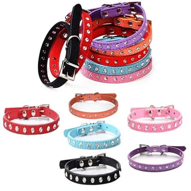 Collar for cats or dogs decorated with cubic zirconia