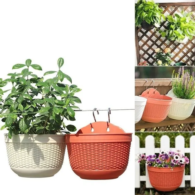 Stylish hanging pot of oval shape with knitted appearance - more color variants