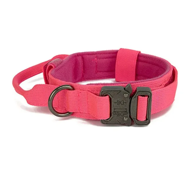 Tactical dog collar with handle for medium and large breeds