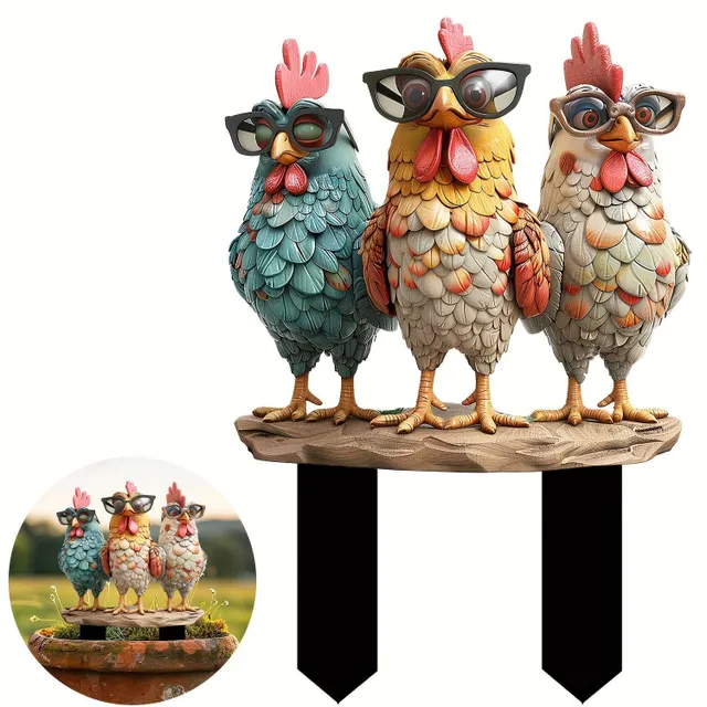 Trio de poussins avec lunettes - enseigne décorative boho