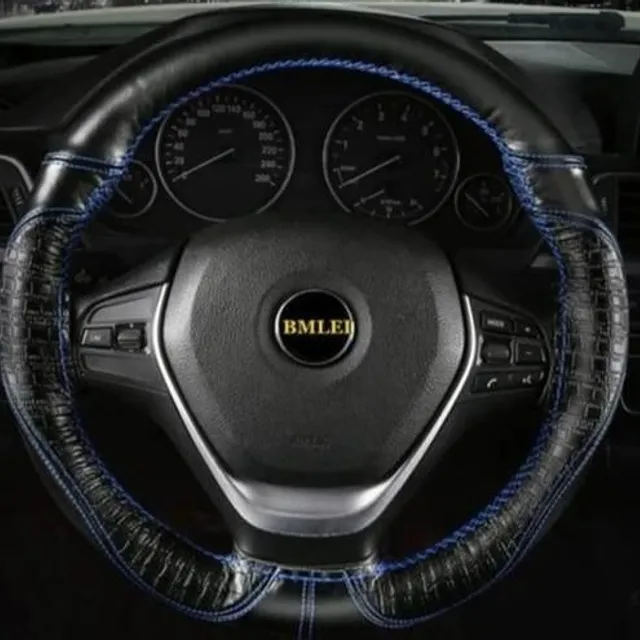 Leather steering wheel cover