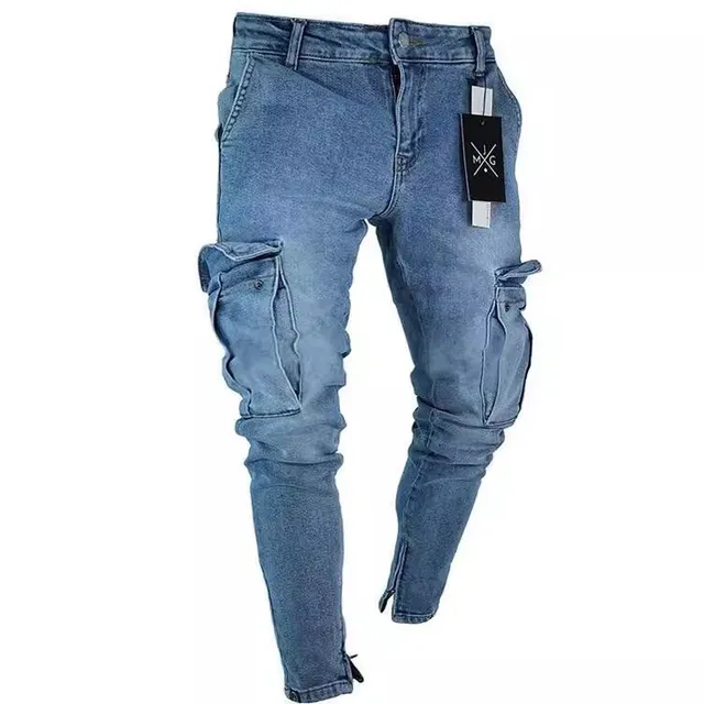 Men's skinny denim cargo pant