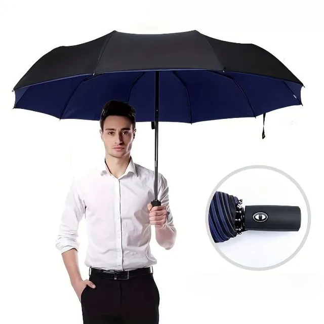 Men's reinforced automatic umbrella with windproof vinyl cover