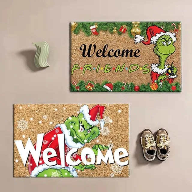 Anti-slip entrance mat with Christmas Grinche print