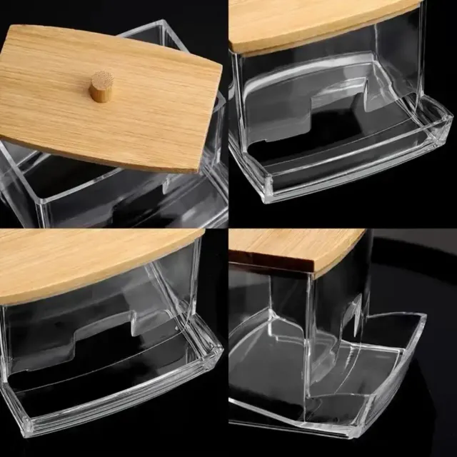 Recipient transparent pentru bețișoare de vată cu dozator | Recipient transparent etanș la praf pentru bețișoare de vată