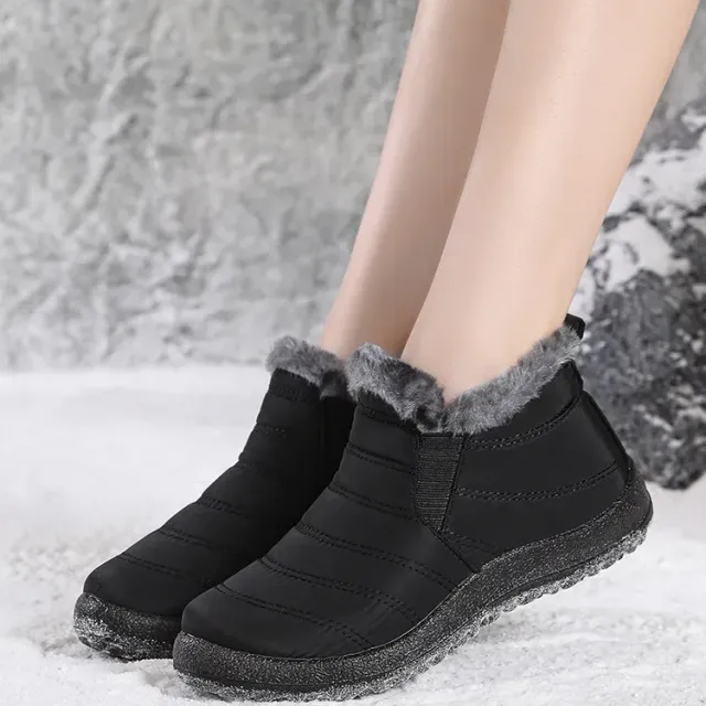 Women's winter boots - short waterproof snow boots with fur