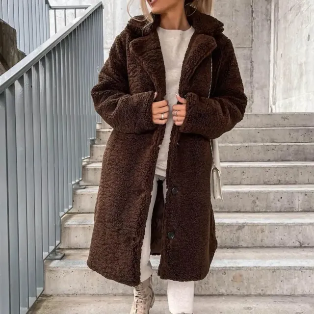 Trench en peluche pour femme - Automne-Hiver à manches longues